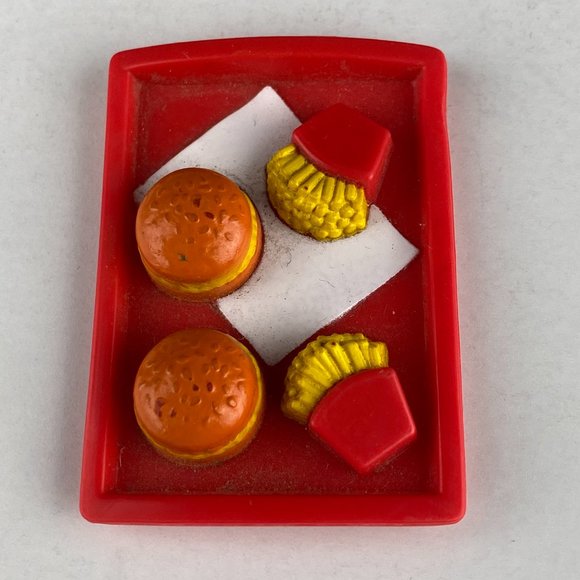 Barbie Red Meal Food Tray Hamburgers & Fries Pretend Play Accessory Kids Playset - Picture 6 of 7